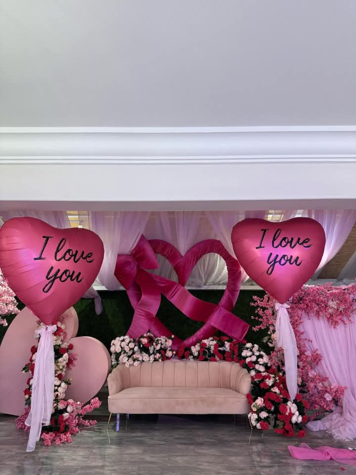 Love-themed celebration setup at R Banquet-Riverside event venue